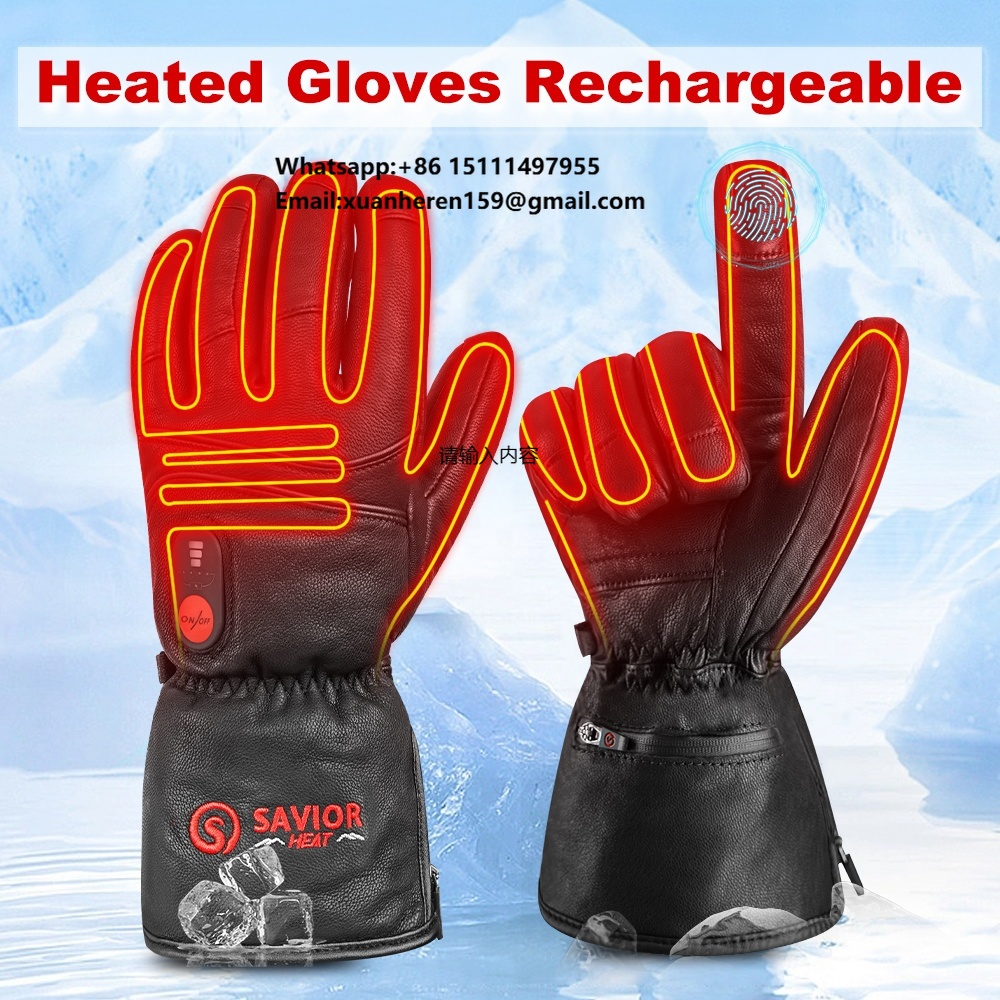 Heated Gloves Electric - Guantes de cuero calefactables para hombre